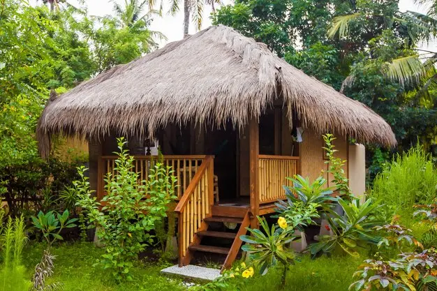 bamboo house in bali using sustainable materials
